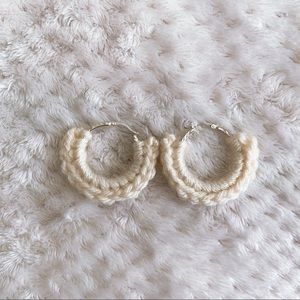 White Crochet Statement Hoop Earrings